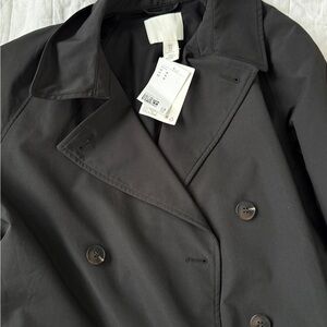 H&M Double-Breasted Black Trench Coat